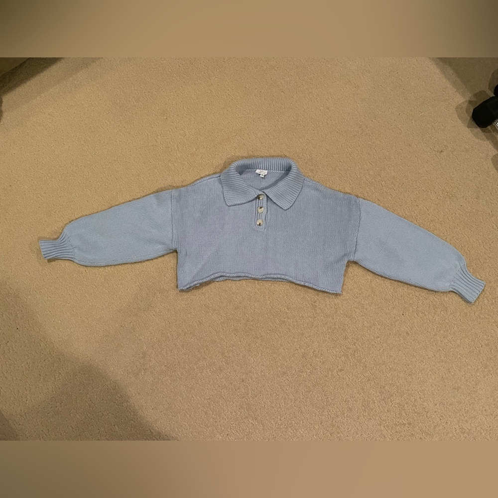 Light Blue Cropped Sweater by Bobbles & Lace
